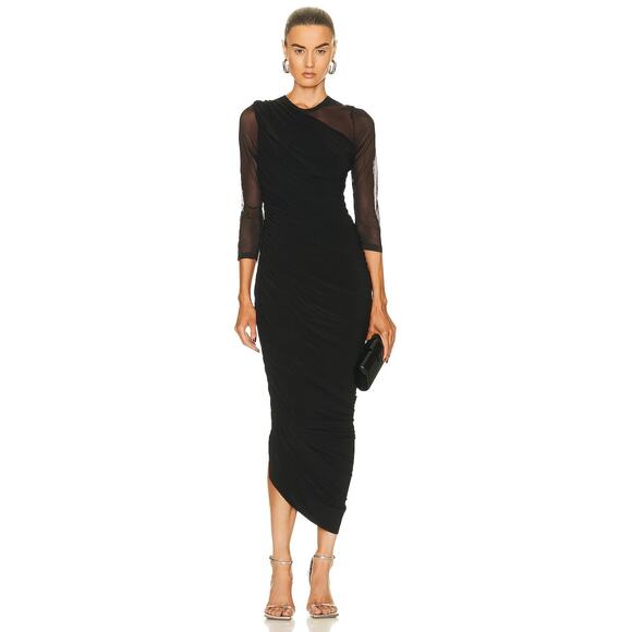 Norma Kamali Women's Small Black Diana Maxi Gown Ruched Party Formal Gala K32-7 - Picture 1 of 9